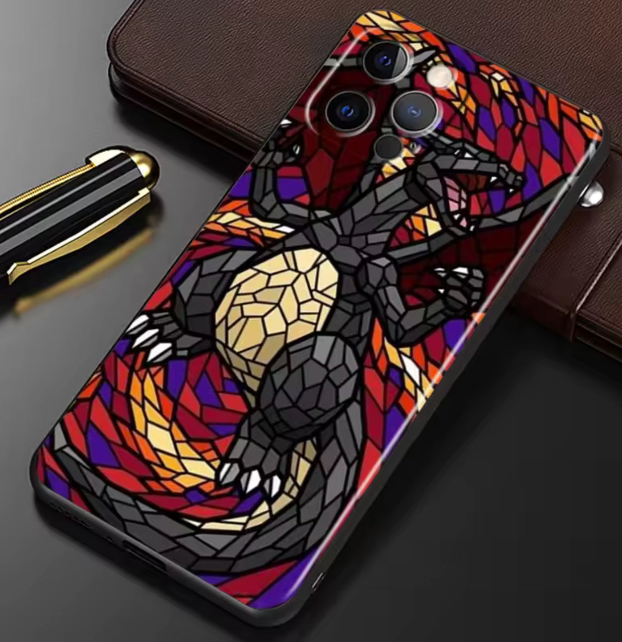 iPhone 16 ProMax Case Stained Glass Charizard